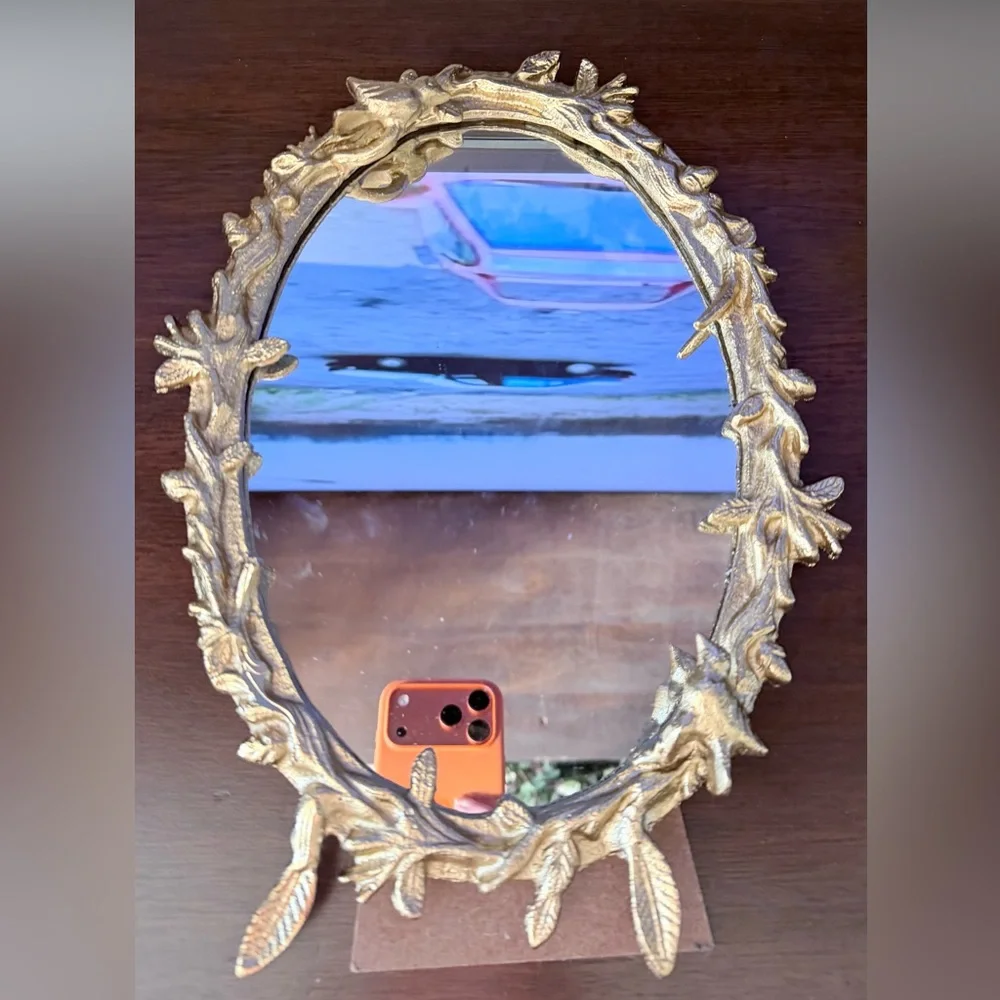 Ashland Ornate Gold Floral Oval Mirror Antique Gold Vintage Botanical Mirror